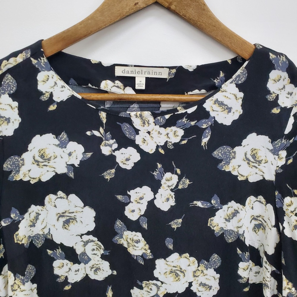 Daniel Rainn Floral‎ Chiffon Blouse Sheer Lightweight Long Sleeve Work Office M - Picture 12 of 14